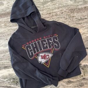 Kansas City Chiefs Black Cropped Hoodie Sweatshirt Women’s Size Small